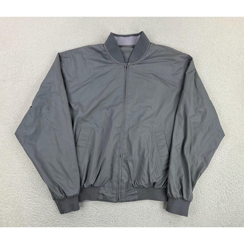 Members Only Reversible Bomber Jacket Mens Large Gray Full Zip Elastic Waist